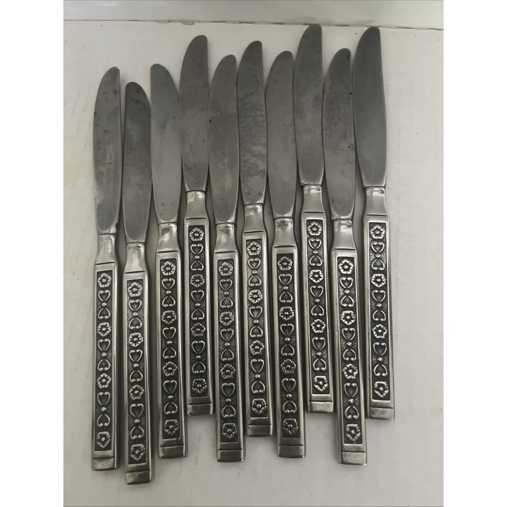 Gorham Stainless Flatware Hacienda Pattern Dinner Knives Set of 10